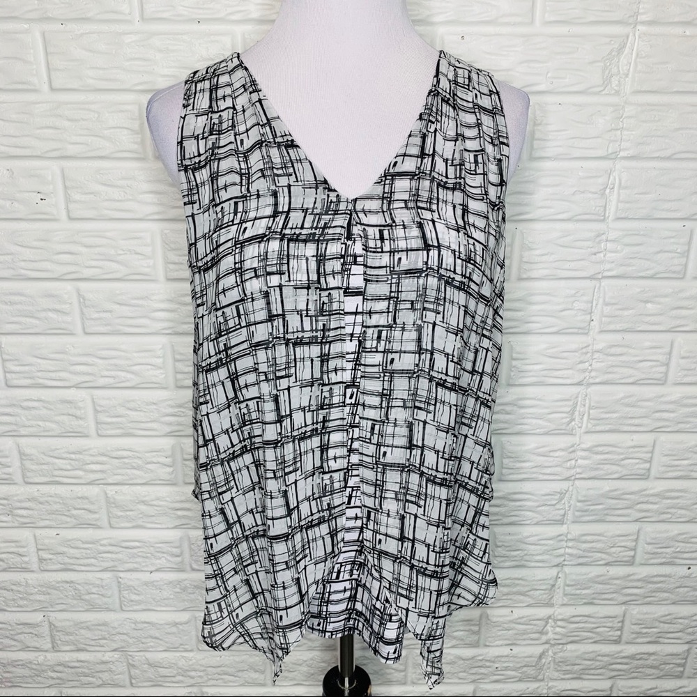 WHITE HOUSE BLACK MARKET WHBM B&W Layered Tank